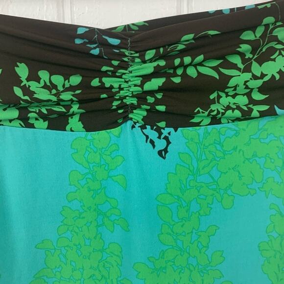 BCBG MaxAzria Pull On Floral Fairy Grunge Turquoise Lightweight Slip Skirt M - Picture 5 of 8